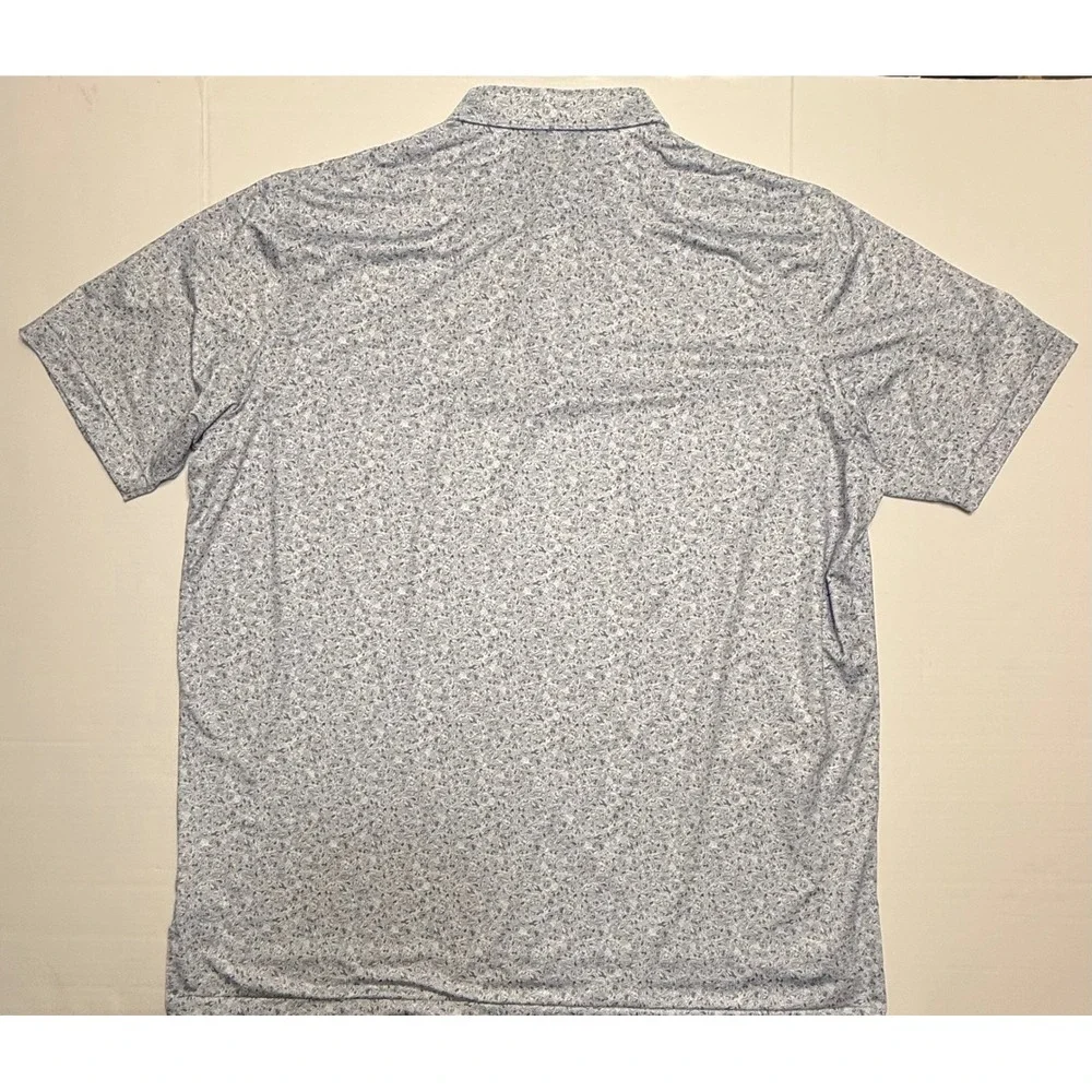 Peter Millar Summer Comfort‎ Polo Shirt Mens XXL Blue AOP Southern Hills